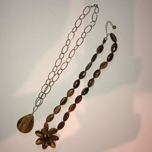 Brown Faceted Flower Necklace